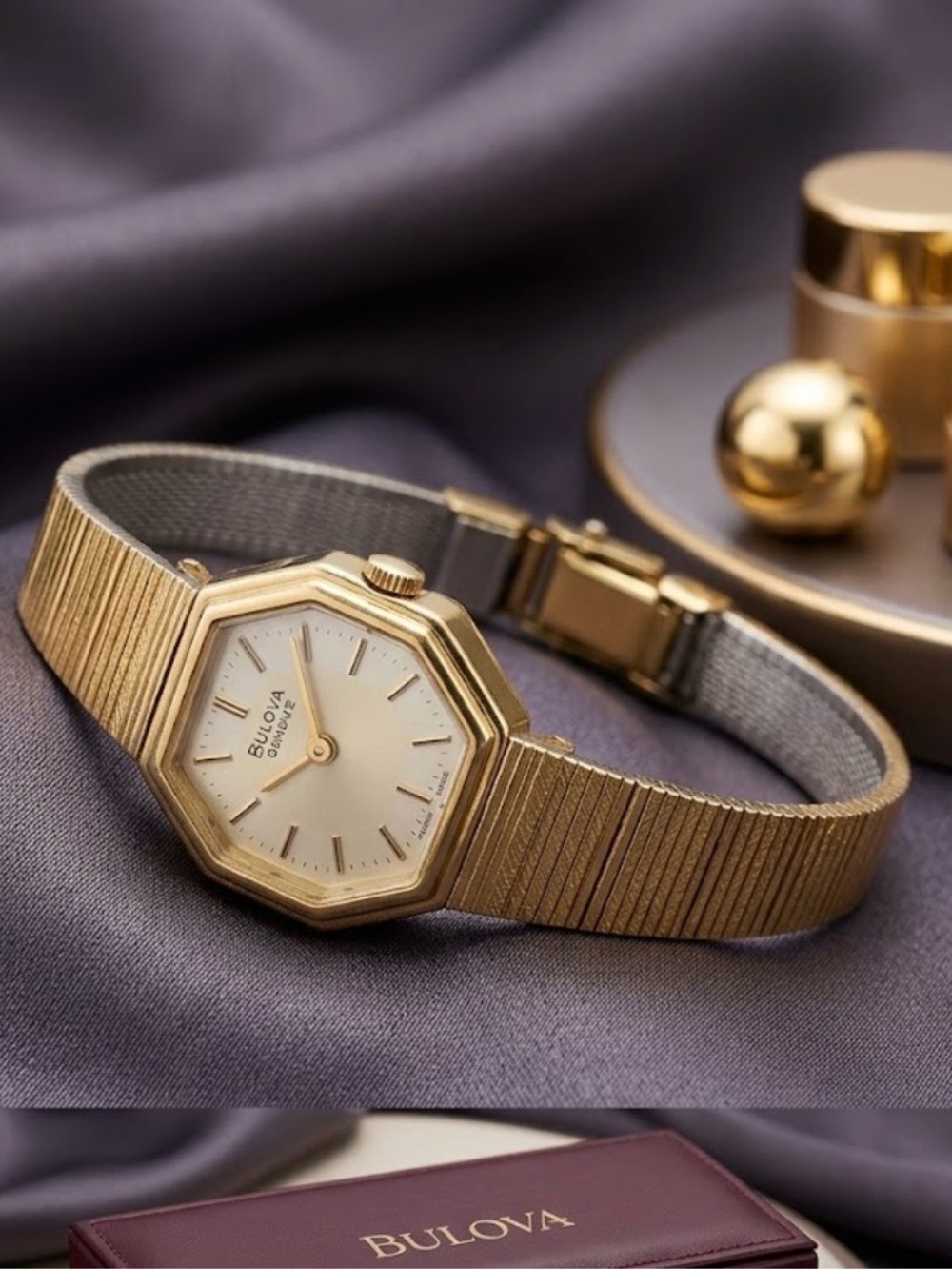 Bulova Gold-Tone Hexagon Women's Bracelet Watch with Cream Dial